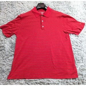 Greg Norman Play Dry Golf Polo Shirt Mens Size Large‎ L Red Gray Striped